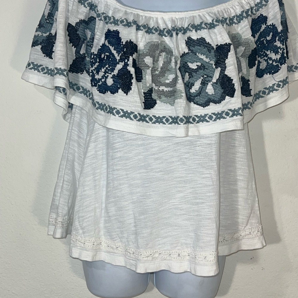 Free People white Ruffled Relaxed Blouse